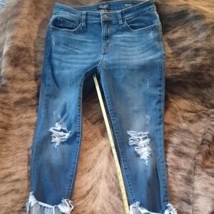 Judy Blue Distressed Cropped Jeans in Blue